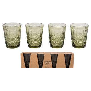Glass Embossed Juice Glass S/4