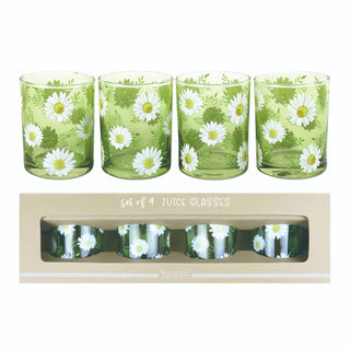 Glass Daisy Juice Glasses S/4
