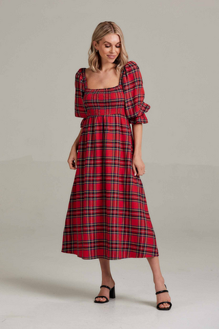 Plaid Midi Dress