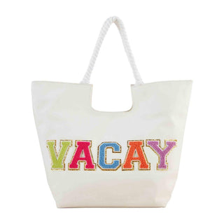 Canvas Patch Tote White