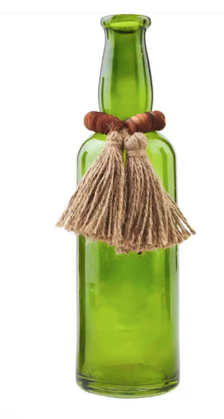 Brown Beaded Green Bottle