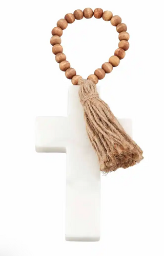 Cross Marble Ornament Wood Beads