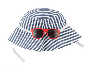 Blue Bow Sun Hat/Glasses
