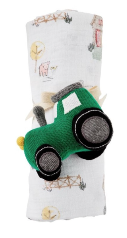 Tractor Swaddle/Rattle