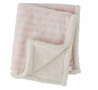 Pink Stripe Faux Fur Blanket