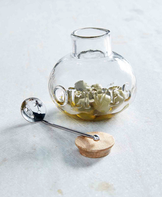 Glass Olive Jar And Spoon Set