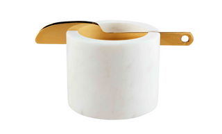 White Marble Cup W/Spreader