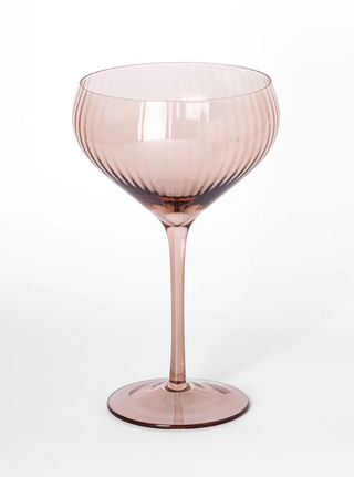 Glass Coupe Ribbed Rose